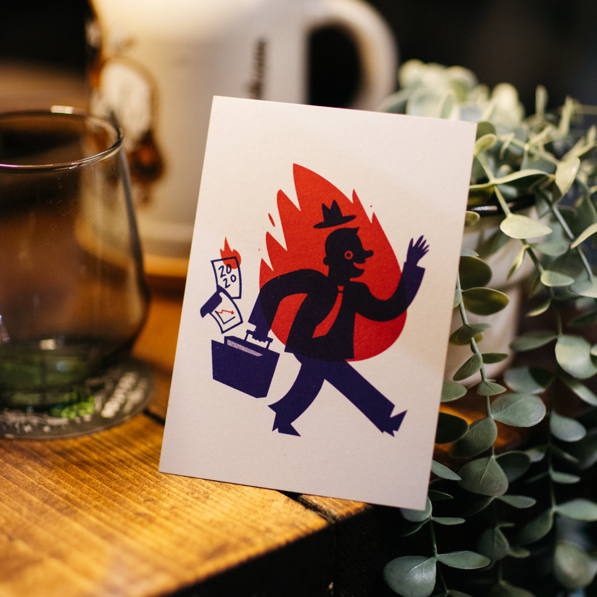 A6 art print image of man running with flames